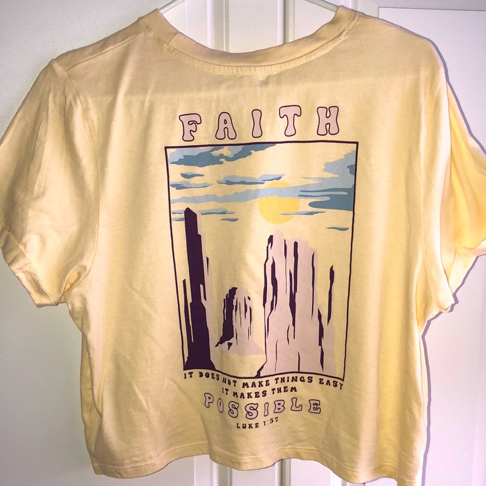 Faith Luke 1:37 Tee T- Shirt Crop Cropped Love &‎ Lazy Days Medium